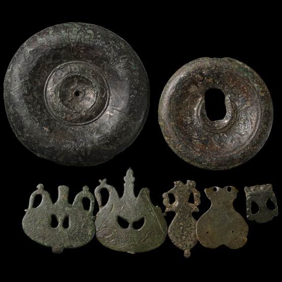 Roman Bronze Equestrian Military Decoration and Belt End Group