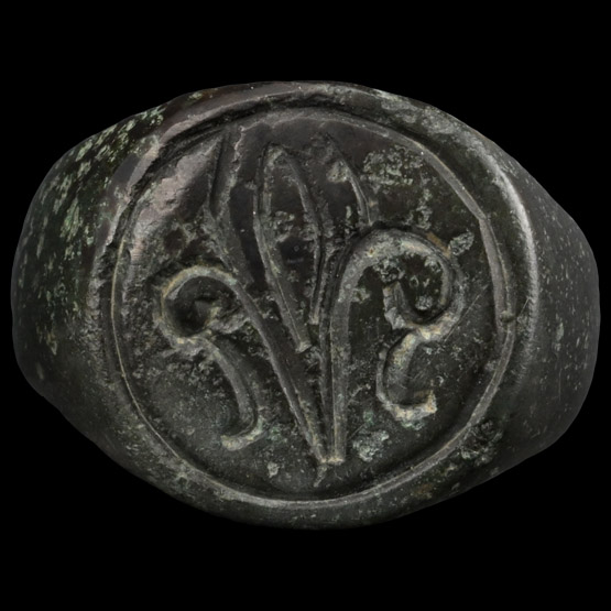 Medieval Bronze Ring with Fleur-De-Lys