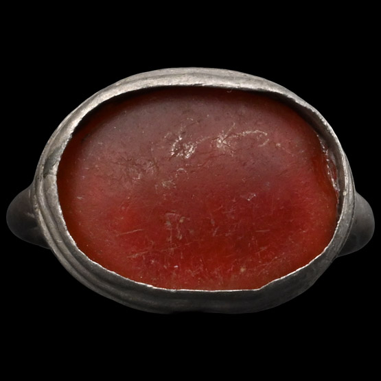 Medieval Silver Ring with Red Cabochon