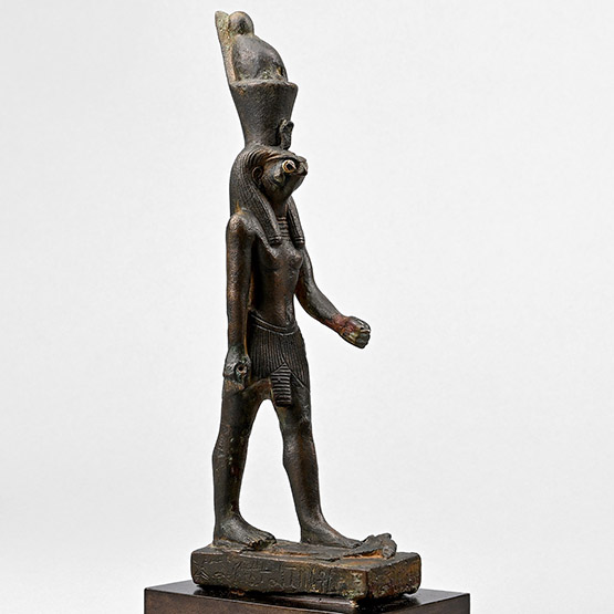 Egyptian Bronze Figure of Horus Standing on an Oryx