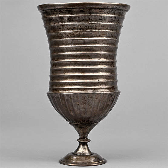 Large Graeco-Parthian Ribbed Silver Goblet
