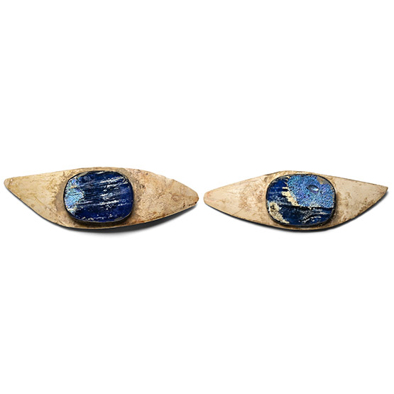 Egyptian Bone and Glass Mummy Eye Pair