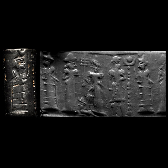 Old Babylonian Haematite Cylinder Seal with Lamma Goddess