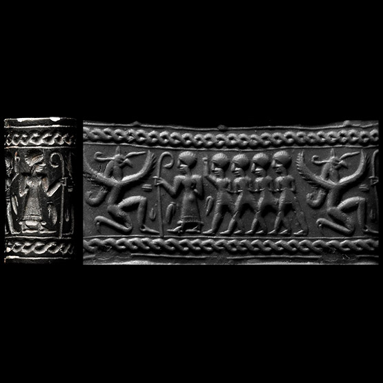 Syrian Haematite Cylinder Seal with Figures