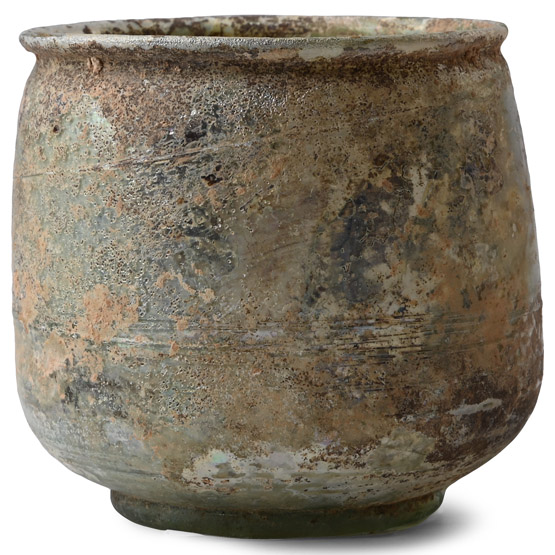 Roman Iridescent Glass Cup with Trail