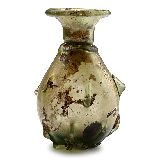 Roman Glass Sprinkler Vessel with Applied Fish