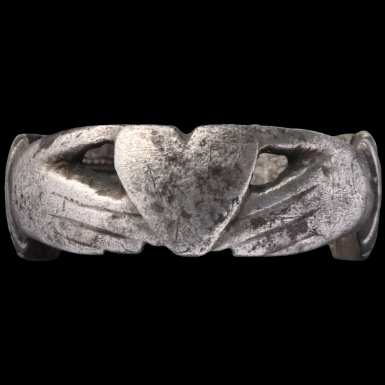 Claddagh Silver Ring Made from a Victorian Coin