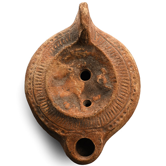 Roman Terracotta Oil Lamp with Bull