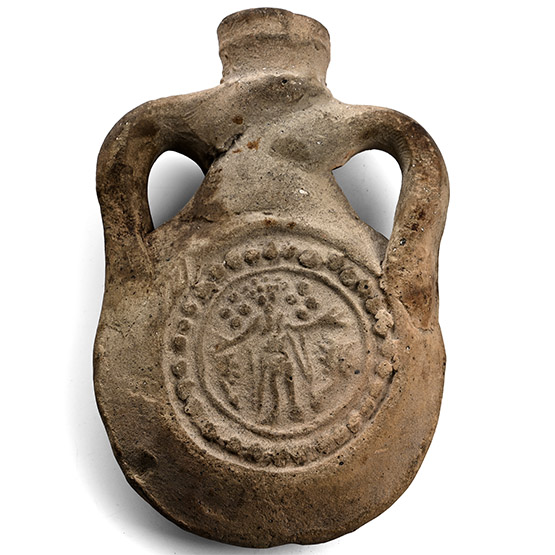 Byzantine Terracotta Pilgrims Holy Water Ampula with St Menas