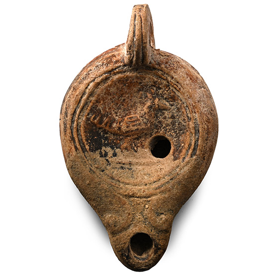 Roman Terracotta Oil Lamp with Bird Facing Right