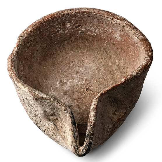 Greek Terracotta Pinched Rim Oil Lamp