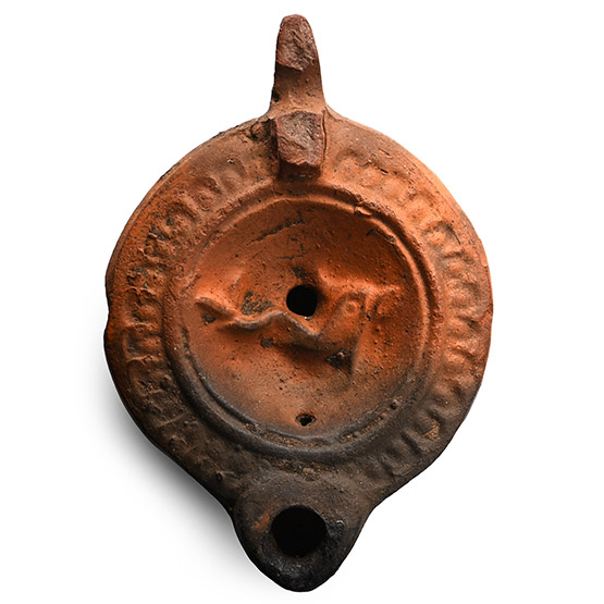 Roman Terracotta Oil Lamp with Dolphin
