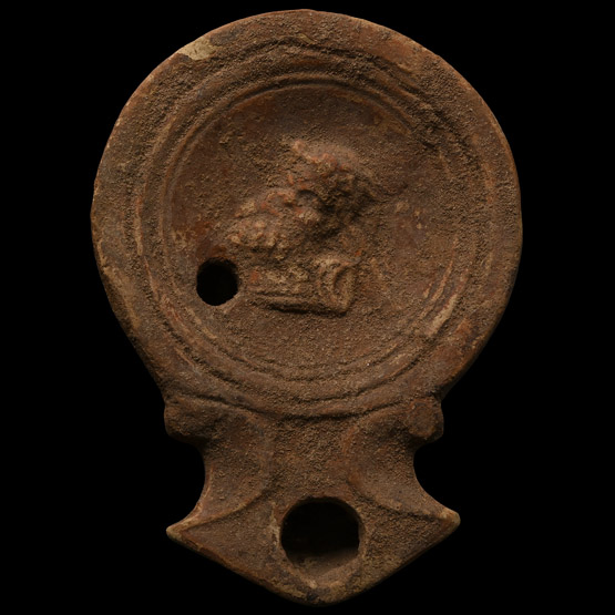 Roman Terracotta Oil Lamp with Bacchus