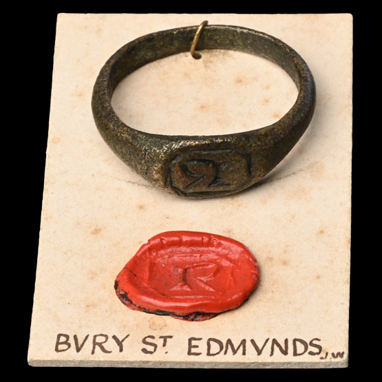 Large Medieval Bronze Bury St. Edmunds Signet Glove Ring
