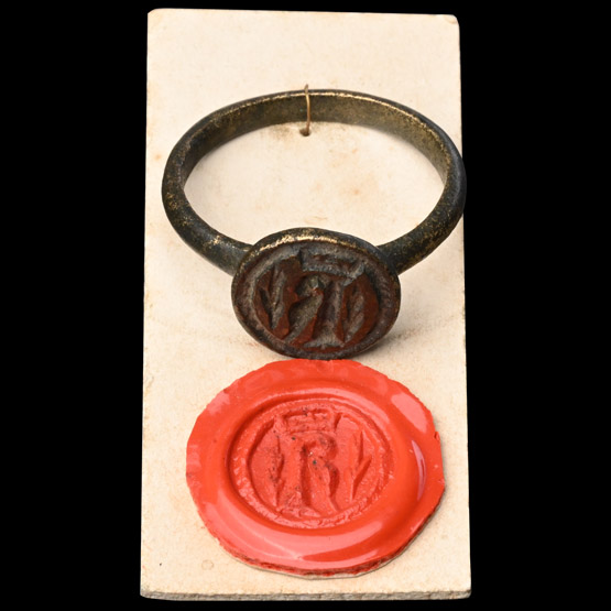 Large Medieval Bronze Signet Ring