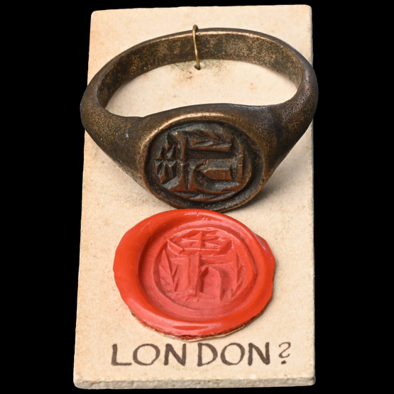 Large Medieval London Bronze Signet Ring