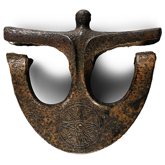 Mesopotamian Bronze Anchor Axehead with Incised Star Sign of the Sun God Shamash
