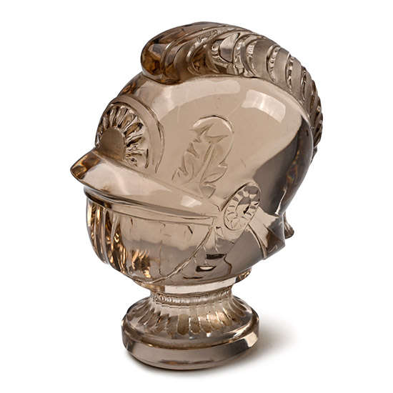 Smoky Quartz Desk Seal in the form of a Plumed Helmet