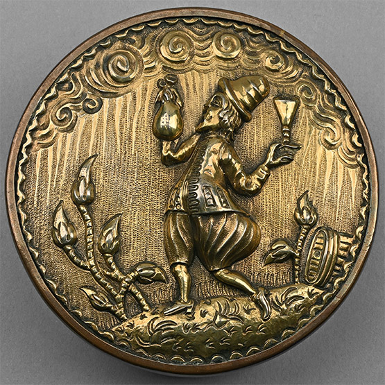Silver-Gilt Tobacco Box with Drunken Man