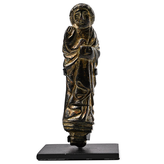 Medieval Gilt Bronze Figure of Saint John the Evangelist