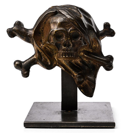 Post Medieval Bronze Vanitas Relief with Skull and Crossed Bones
