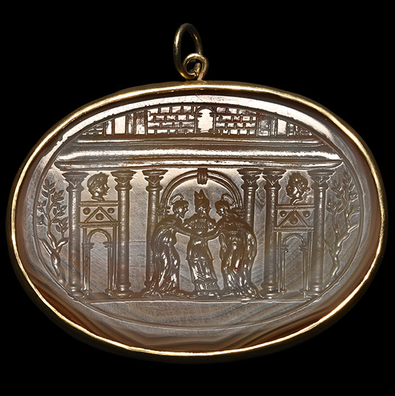 Large Agate Gemstone with the Marriage of the Virgin
