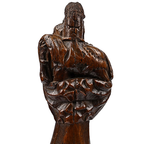 Medieval Wooden Bench Finial in the Form of an Elephant and Castle