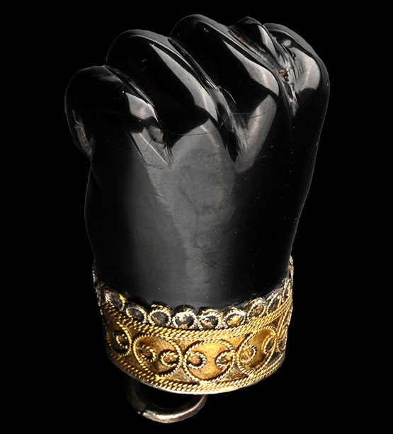 Silver-Gilt Mounted Jet Figa Amulet
