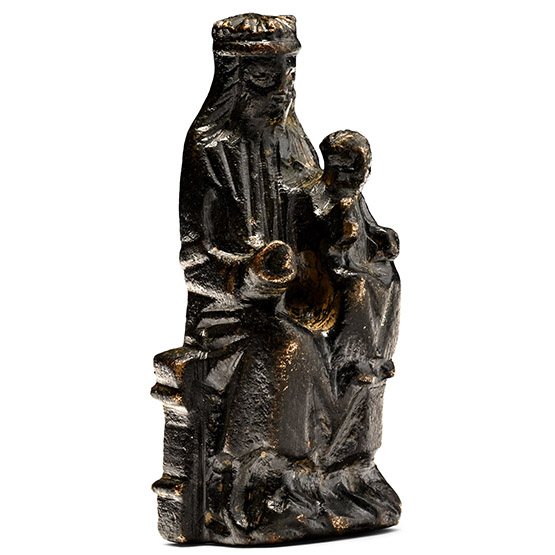 Medieval Bronze Seated Figure of Madonna and Child
