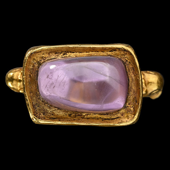 Langobardic Gold Bishops Ring Bezel with Large Amethyst