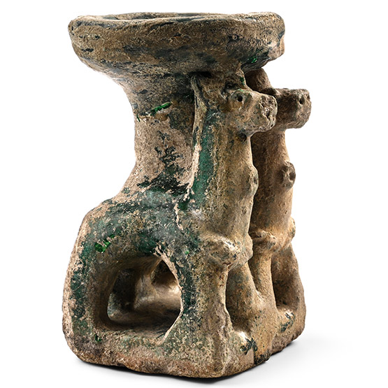Parthian Faience Glazed Offering Chalice with Quadrupeds
