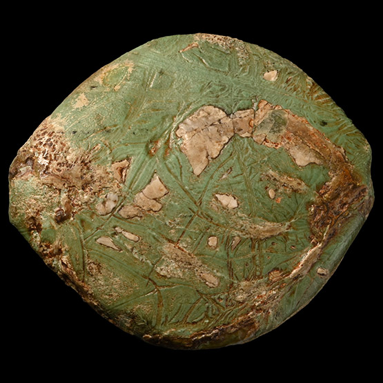 Large Bactrian Flat Turquoise Bead