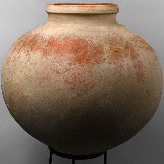 Large Indian Earthenware Vessel with Elephant Impressions