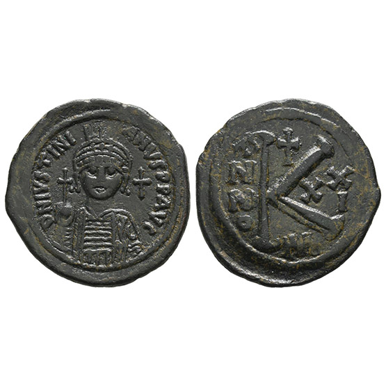 Justinian I AE 20 Nummi or Half Follis.