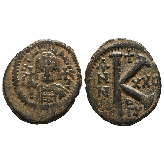 Justinian I AE 20 Nummi or Half Follis.