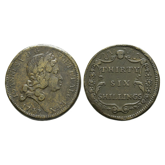 Portugal (Kingdom) and Brazil. John V CU Weight of Thirty-Six Shillings or 3,600 Reis