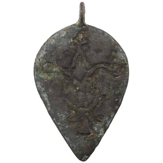 Western Asiatic Bronze Bifacial Pendant with Inscription