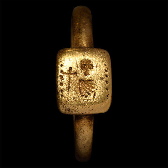 Byzantine Gold Ring with Saint