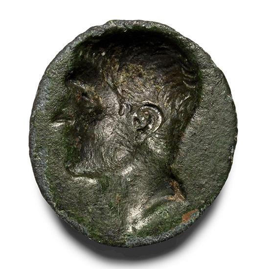 Engraved Bronze Seal of a Republican Period Male Portrait