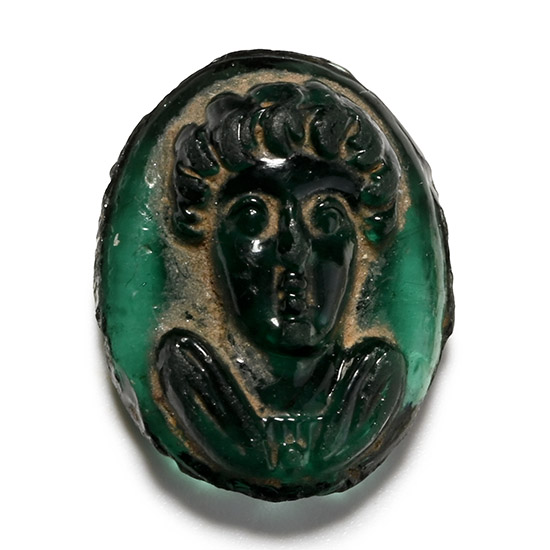 Post-Classical Green Glass Cameo of Man