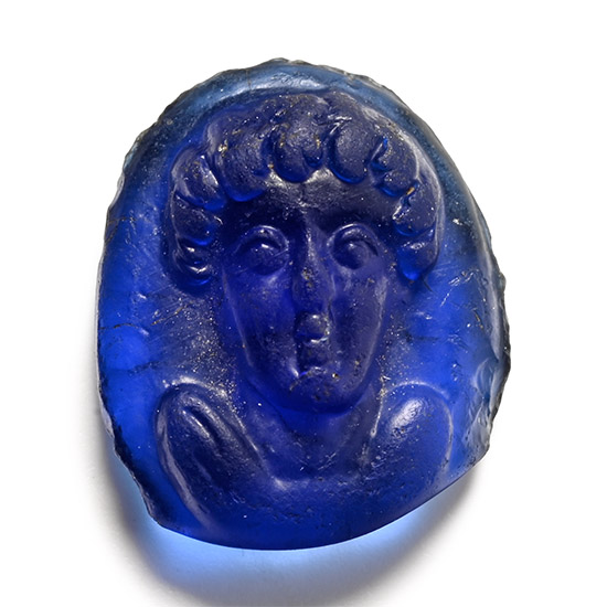 Post-Classical Blue Glass Cameo of a Man