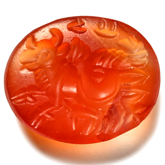 Sasanian Carnelian Gemstone of a Fantastic Creature with Pahlavi Legend
