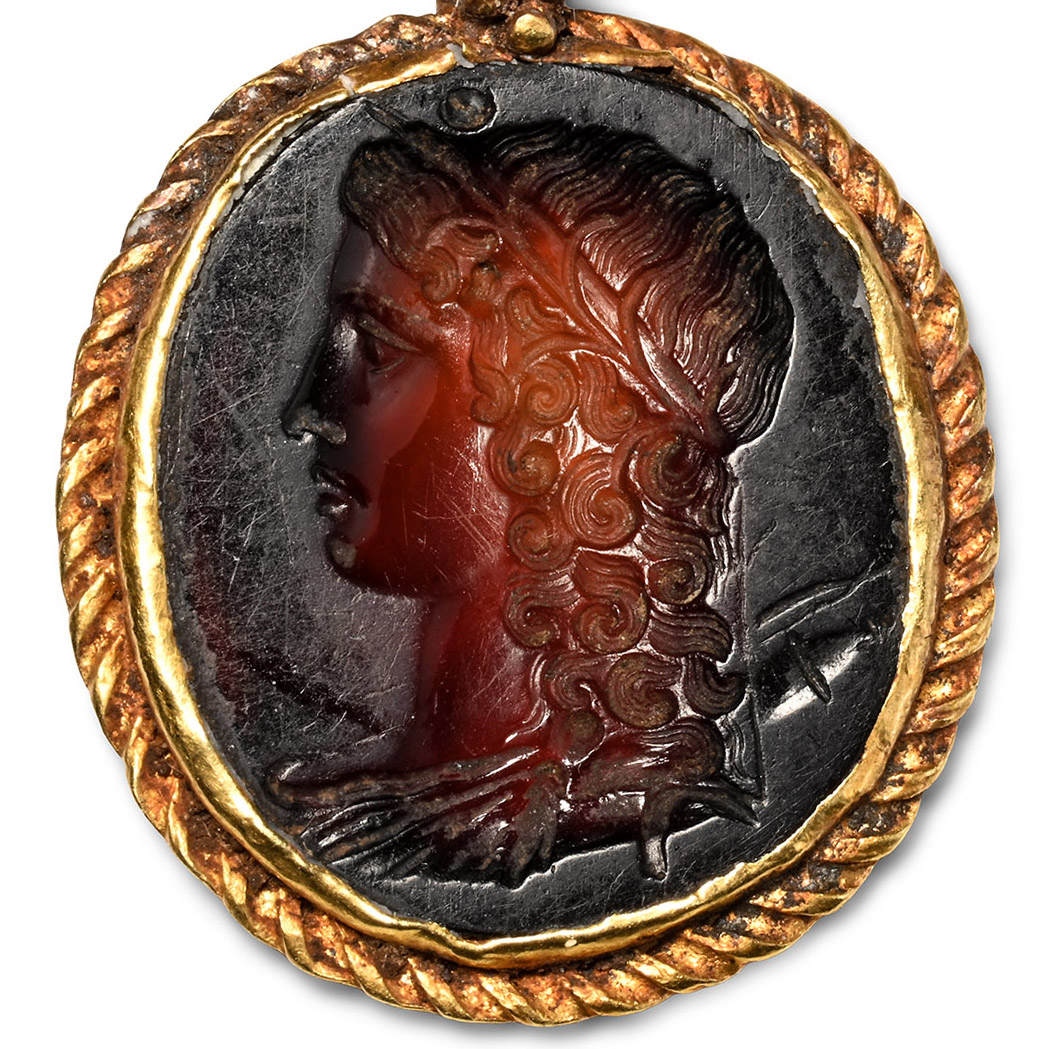 Graeco-Roman Sard Gemstone of the God Apollo in Gold Mount
