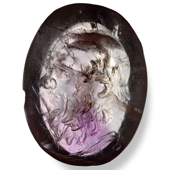 Roman Pale Amethyst Gemstone with Bust of the God Silenus