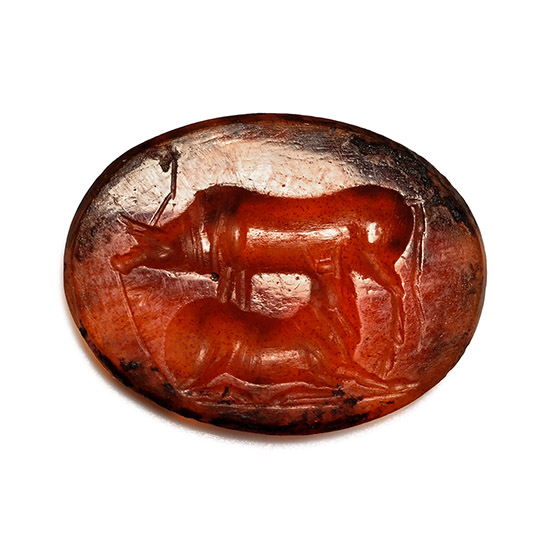 Roman Carnelian Gemstone with Two Cows