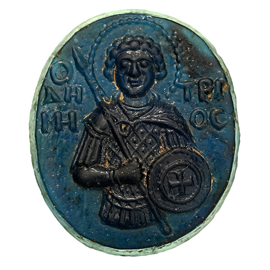 Post-Classical Glass Paste Cameo of Saint Demetrius