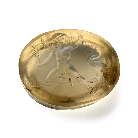Neoclassical Citrine Gemstone with Putto and Goose