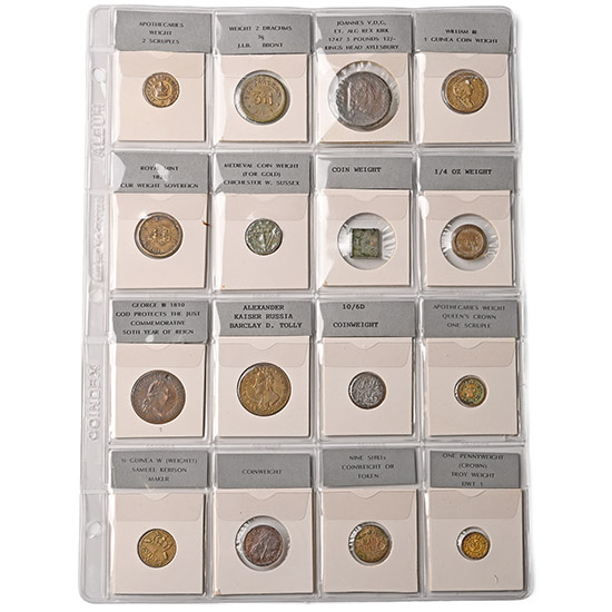 Group of Sixteen [16] Coin and Other Weights.