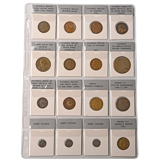 Group of Sixteen [16] Medals, Model Coins and Tokens.