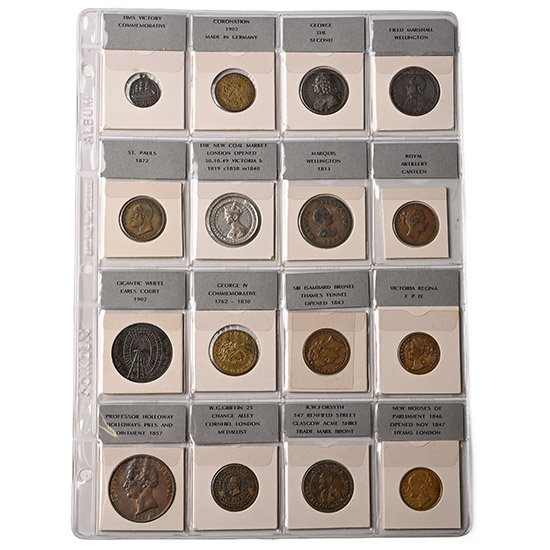 Group of Sixteen [16] Tokens and Medals.